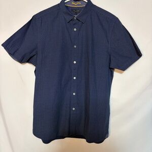 Ted Baker London Blue Geometric Cotton Button‑Up Shirt Size 5 (XL)